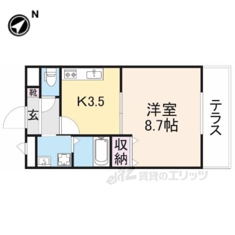 アムール HALEKULANI(1DK/2階)の間取り写真
