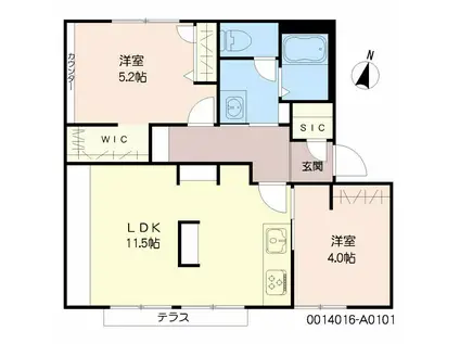 フローラルパレスA(2LDK/1階)の間取り写真