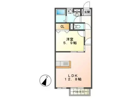 アメージングB(1LDK/1階)の間取り写真