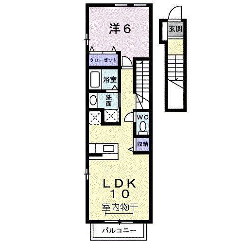 アメティスタ西新井(1LDK/2階)の間取り写真