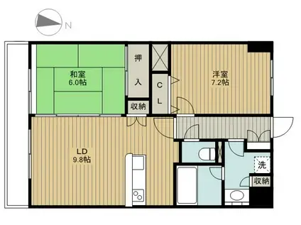 トゥールドゥソレイユ(2LDK/2階)の間取り写真