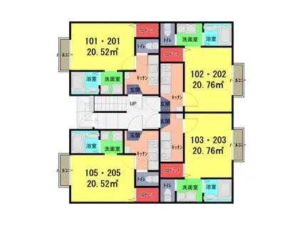 グッドシャインレジデンス久喜(1K/2階)の間取り写真