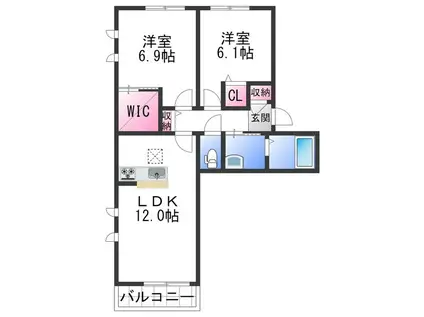 シャーメゾンBRILLIANT(2LDK/2階)の間取り写真