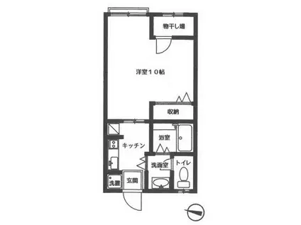 サンローラン藤ヶ丘(1K/1階)の間取り写真