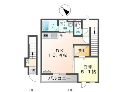 フェリーチェ(1LDK/2階)の間取り写真