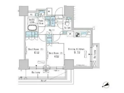 パークアクシス浅草橋二丁目(2DK/7階)の間取り写真