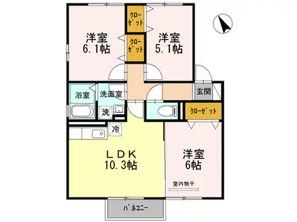 ルミエールコート II(3LDK/1階)の間取り写真