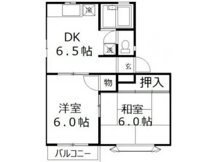 オークリーフ(2DK/1階)の間取り写真