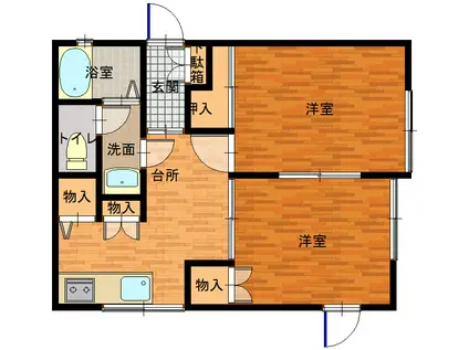 GYレジデンス 酒田市 富士見町2丁目(2DK/2階)の間取り写真