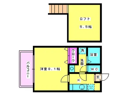 サントピア須玖(1K/2階)の間取り写真