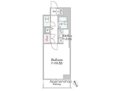 BLUROCK神楽坂(1K/4階)の間取り写真