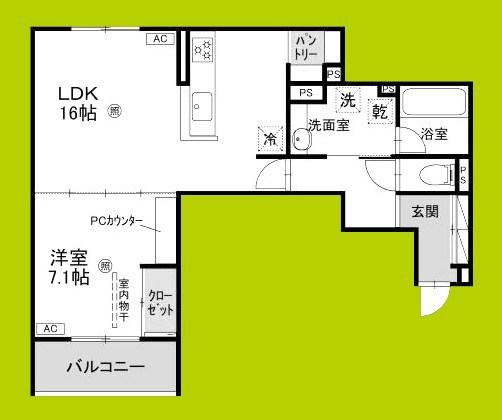 DAIWA CITY NAKASAKURAZUKA(1LDK/2階)の間取り写真
