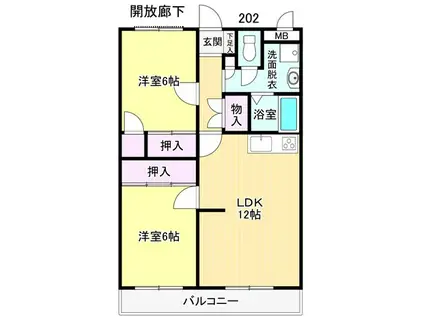 サンヴェール(2LDK/2階)の間取り写真