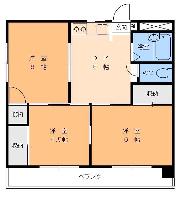 メゾンドメリー(3DK/2階)の間取り写真
