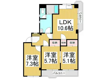 モダニティパレス望月(3LDK/2階)の間取り写真