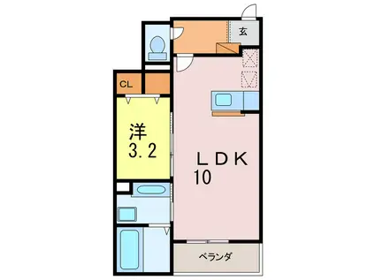 エルディム川端(1LDK/1階)の間取り写真