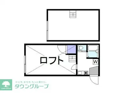 ブックB棟(1DK/2階)の間取り写真