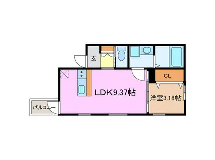 ALIVIA神沢(1LDK/1階)の間取り写真