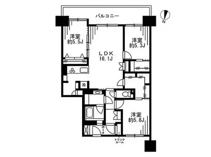 ヴェールガーデン富士見台(3LDK/10階)の間取り写真