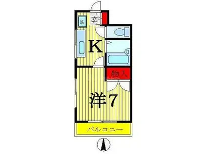 ミヤマエ弐番館(1K/1階)の間取り写真