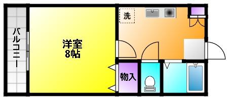 ウィズステージさくら(1K/2階)の間取り写真
