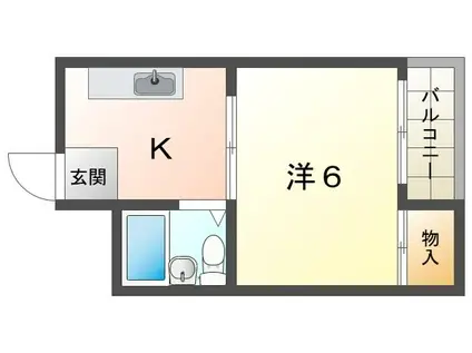 寝屋川コーポラスII(1K/2階)の間取り写真