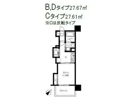 リアライズ清閑町(1K/8階)の間取り写真