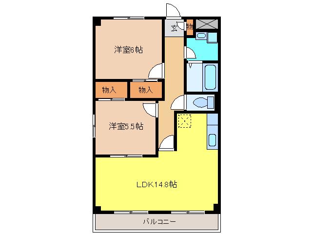 フローリア江南(2LDK/1階)の間取り写真