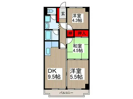 シュターンハイム第一(3DK/4階)の間取り写真