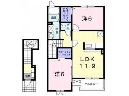 ベルオーブ(2LDK/2階)の間取り写真