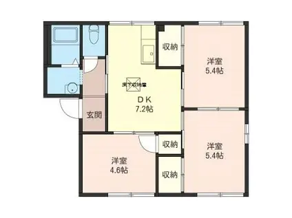 サニーフラットK(3DK/1階)の間取り写真