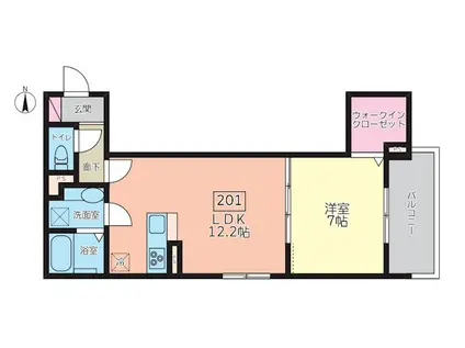 ベルフォルム赤堤(1LDK/2階)の間取り写真
