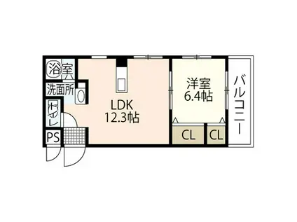 ヴィジョン御幸(1LDK/2階)の間取り写真