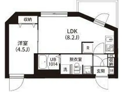 レピュア南大井レジデンス(1LDK/4階)の間取り写真