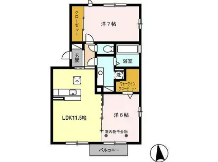 SAーII(2LDK/1階)の間取り写真