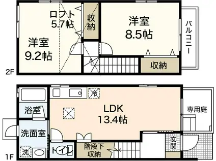 アンソレイユ II番館(2LDK/1階)の間取り写真