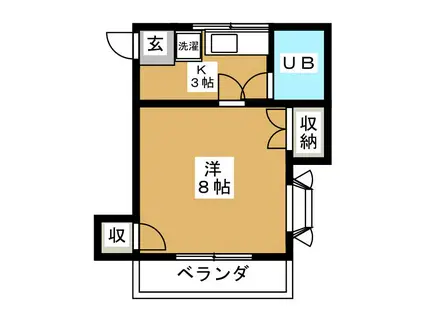 グリーンバレーII(1K/1階)の間取り写真