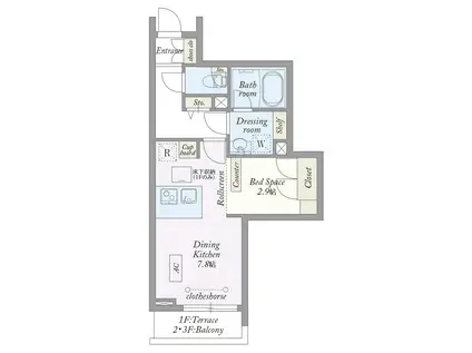 MY STYLE VINTAGE 世田谷弦巻(ワンルーム/1階)の間取り写真