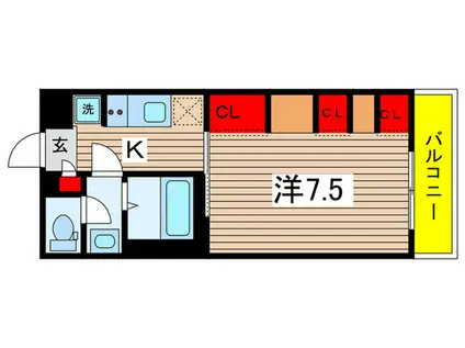 リブリ・ブリックス(1K/1階)の間取り写真