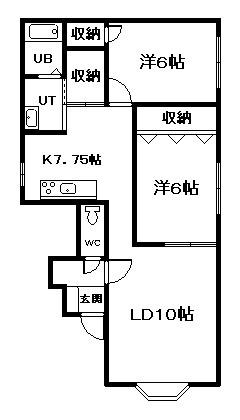 クイーンパレス(2LDK/1階)の間取り写真
