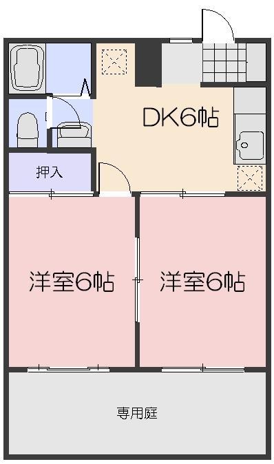ベルエポック斉藤(2DK/1階)の間取り写真