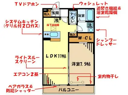 グランドソレーユ(1LDK/2階)の間取り写真