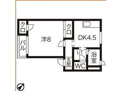 ルミエール(1DK/1階)の間取り写真