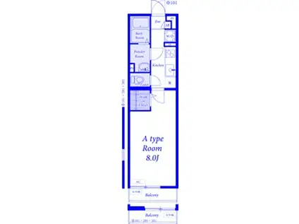 パークブランたまプラーザ(1K/2階)の間取り写真