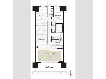 HONOKUNI RESIDENCE(3LDK/5階)の間取り写真