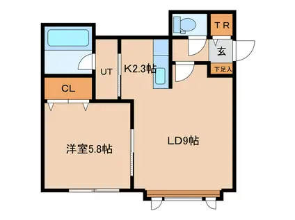 アリエッタI(1LDK/2階)の間取り写真
