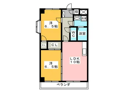 横幕レズィデンスII(2LDK/3階)の間取り写真