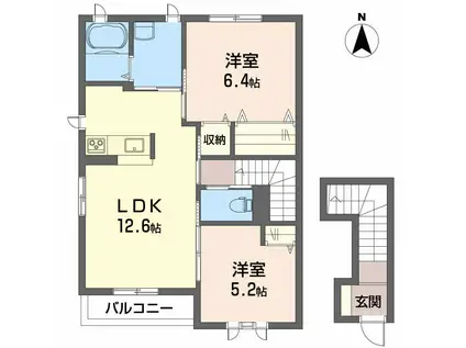メイプルハウス(2LDK/2階)の間取り写真