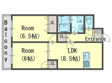 BOA VISTA 5F(2LDK/5階)の間取り写真