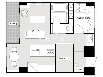 シャトー文京(1LDK/6階)の間取り写真